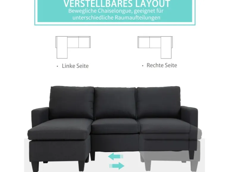 HOMCOM Ecksofa Stoffsofa L-Form Leinen