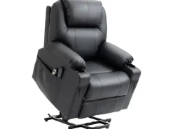 HOMCOM Elektrischer Aufstehsessel Kunstleder Stahl Schwarz 88L x 99B x 106H cm