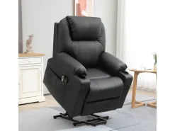 HOMCOM Elektrischer Aufstehsessel Kunstleder Stahl Schwarz 88L x 99B x 106H cm