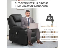 HOMCOM Elektrischer Aufstehsessel Kunstleder Stahl Schwarz 88L x 99B x 106H cm