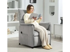 HOMCOM Elektrischer Relaxsessel Polyester Schaumstoff 83L x 80B x 104H cm Grau