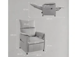 HOMCOM Elektrischer Relaxsessel Polyester Schaumstoff 83L x 80B x 104H cm Grau