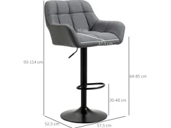 HOMCOM 2er-Set Barhocker Barstuhl Grau