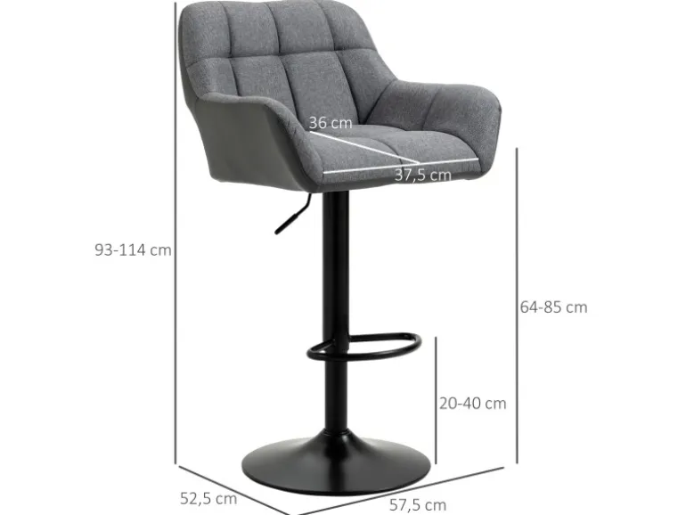 HOMCOM 2er-Set Barhocker Barstuhl Grau
