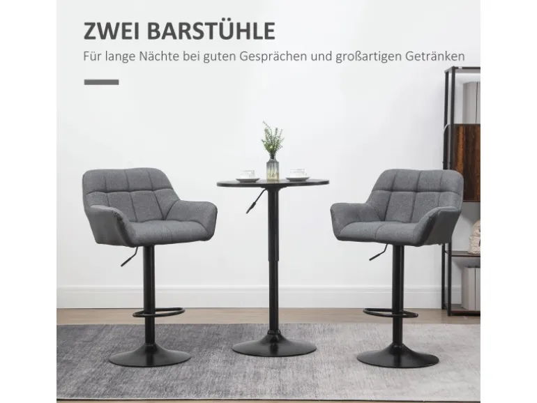 HOMCOM 2er-Set Barhocker Barstuhl Grau