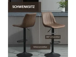 HOMCOM 2er-Set Barhocker Höhenverstellbar Drehbar