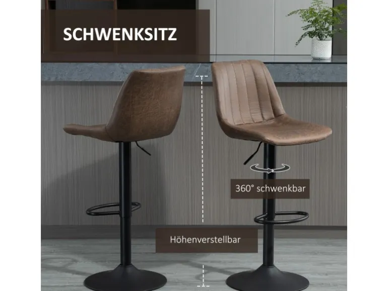 HOMCOM 2er-Set Barhocker Höhenverstellbar Drehbar