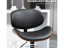 HOMCOM 2er-Set Barhocker Höhenverstellbar mit Fußstützen Schwarz 53 x 52 x 92-112cm