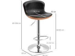 HOMCOM 2er-Set Barhocker mit Rückenlehne Drehbar
