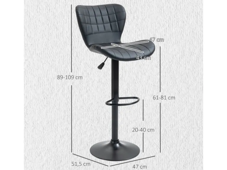 HOMCOM 2er-Set Barstuhl Barhocker Bistrohocker