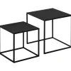 HOMCOM 2er-Set Couchtisch Eckiger aus Stahlgestell bis 10 kg Belastbar Schwarz