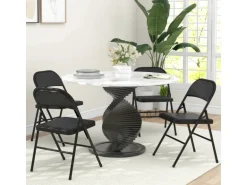 HOMCOM 4er-Set Klappstühle Tragbar mit Kissen Stahlbeine Kunstleder