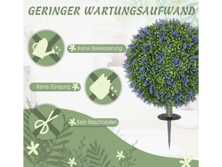 HOMCOM 2er-Set Lavendel Künstliche Pflanzen mit UV Schutz