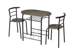 HOMCOM Essgruppe mit 2 Stühlen MDF Metall Schwarz 80L x 53B x 74,5H cm