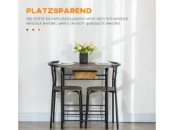 HOMCOM Essgruppe mit 2 Stühlen MDF Metall Schwarz 80L x 53B x 74,5H cm