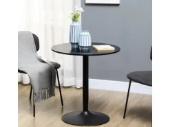 HOMCOM Esstisch für 2 Personen mit Stahlbeinen Rutschfest Ø70 x 75 cm Schwarz