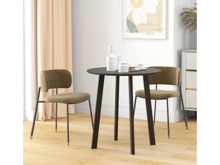 HOMCOM Esstisch für 4 Personen MDF Stahl Schwarz 72L x 72B x 75H cm
