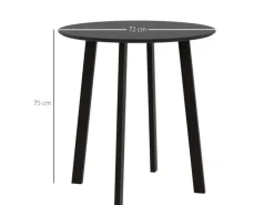 HOMCOM Esstisch für 4 Personen MDF Stahl Schwarz 72L x 72B x 75H cm