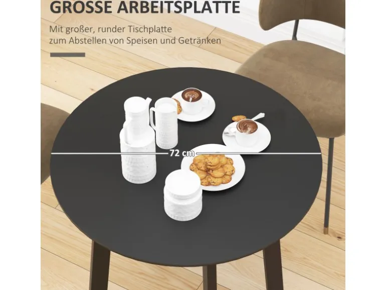 HOMCOM Esstisch für 4 Personen MDF Stahl Schwarz 72L x 72B x 75H cm
