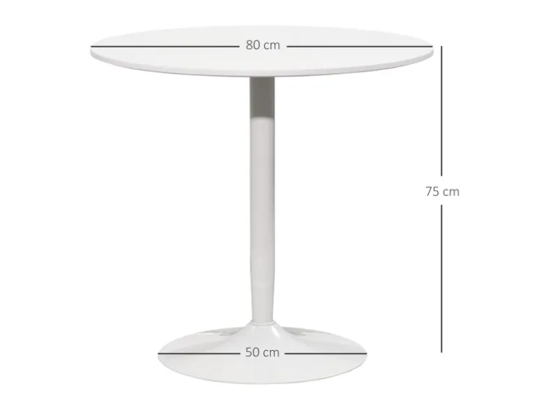 HOMCOM Esstisch MDF Stahl 80L x 80B x 75H cm Weiß