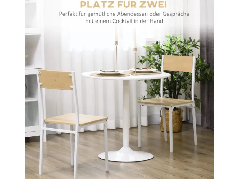 HOMCOM Esstisch MDF Stahl 80L x 80B x 75H cm Weiß