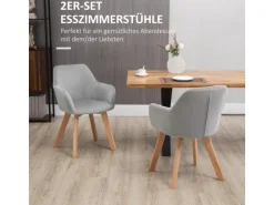 HOMCOM Esszimmerstühle 2er Set mit Gummierten Holzbeinen