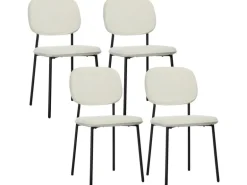 HOMCOM Esszimmerstühle Polyester Stahl 49L x 47B x 85H cm Weiß