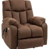 HOMCOM Fernsehsessel mit Aufstehhilfe Polyester Stahl Braun 92L x 95B x 107H cm