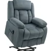 HOMCOM Fernsehsessel mit Aufstehhilfe Polyester Stahl Grau 92B x 94T x 105H cm