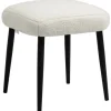 HOMCOM Fußhocker mit Kaschmir-Optik Stahlbeine Cremeweiß 42 x 42 x 47 cm