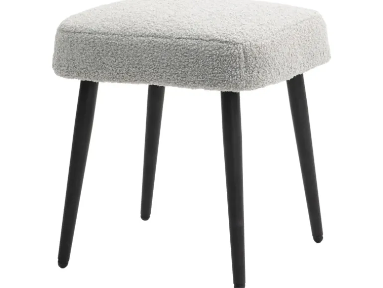 HOMCOM Fußhocker mit Kaschmir-Optik Stahlbeine Hellgrau 42 x 42 x 47 cm