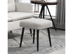 HOMCOM Fußhocker mit Kaschmir-Optik Stahlbeine Hellgrau 42 x 42 x 47 cm