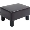 HOMCOM Fußhocker Rückenfreier Chesterfield aus Kunstleder Braun 40 x 30 x 24 cm