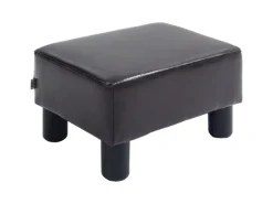 HOMCOM Fußhocker Rückenfreier Chesterfield aus Kunstleder Braun 40 x 30 x 24 cm