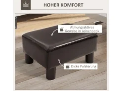 HOMCOM Fußhocker Rückenfreier Chesterfield aus Kunstleder Braun 40 x 30 x 24 cm