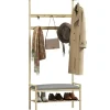 HOMCOM Garderobe mit Schuhbank Bambus Naturholz 73,5L x 34B x 171H cm