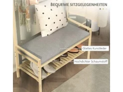 HOMCOM Garderobe mit Schuhbank Bambus Naturholz 73,5L x 34B x 171H cm