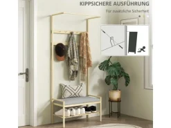 HOMCOM Garderobe mit Schuhbank Bambus Naturholz 73,5L x 34B x 171H cm
