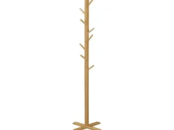 HOMCOM Garderobenständer aus Bambus mit 8 Haken 49,5 x 49,5 x 178 cm Natur