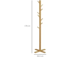 HOMCOM Garderobenständer aus Bambus mit 8 Haken 49,5 x 49,5 x 178 cm Natur