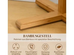 HOMCOM Garderobenständer aus Bambus mit 8 Haken 49,5 x 49,5 x 178 cm Natur
