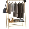 HOMCOM Garderobenständer Bambus Naturholz 116L x 43,5B x 160H cm