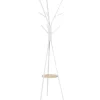 HOMCOM Garderobenständer mit 8 Haken Ablage Metall Weiß 45 x 45 x 180 cm