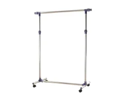 HOMCOM Garderobenständer mit Rollen Höhenverstellbar Edelstahl 86 x 45 x 95 cm