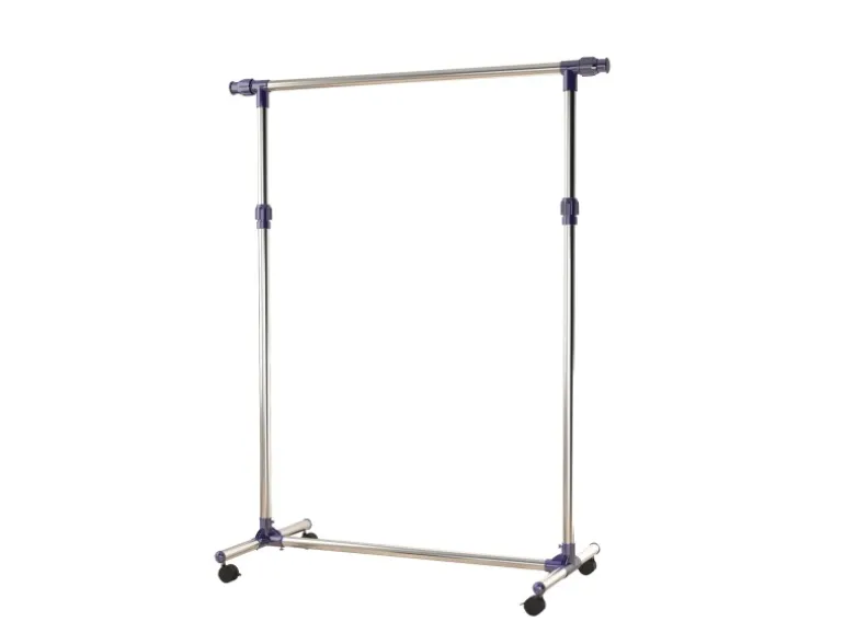 HOMCOM Garderobenständer mit Rollen Höhenverstellbar Edelstahl 86 x 45 x 95 cm