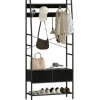 HOMCOM Garderobenständer Spanplatte Stahl 80L x 30B x 180,5H cm Schwarz
