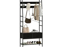 HOMCOM Garderobenständer Spanplatte Stahl 80L x 30B x 180,5H cm Schwarz