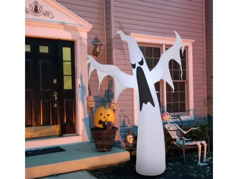 HOMCOM Halloween Aufblasbares Gespenst mit LEDs 130 x 30 x 180 cm