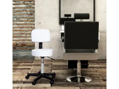 HOMCOM Höhenverstellbarer Arbeitshocker mit Lehne Drehbar Ø35 x 72-84 cm