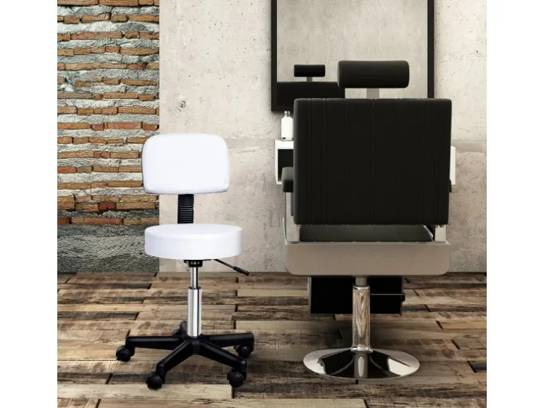 HOMCOM Höhenverstellbarer Arbeitshocker mit Lehne Drehbar Ø35 x 72-84 cm